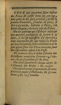 Almanach des muses : ou choix des poésies fugitives. 1788, 1788