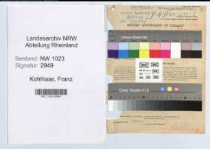Entnazifizierung Franz Kohlhaas , geb. 28.09.1895 (Apotheker)