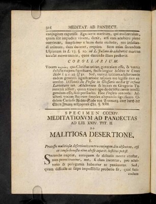 316-327, Sp. 314. De Malitiosa defertione