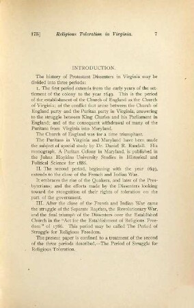 The struggle of protestant dissenters for religious toleration in Virginia