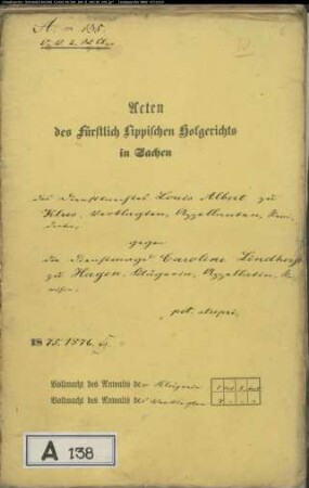 Albert, Louis zu Klus gegen Karoline Lindhorst zu Hagen - Schwängerung [stuprum]