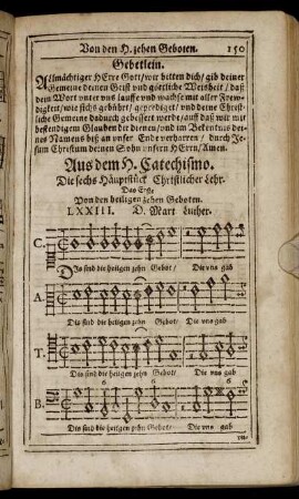 Aus dem H. Catechismo. Die sechs Hauptstück Christlicher Lehr.