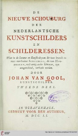 Band 2: De nieuwe Schouburg der Nederlantsche kunstschilders en schilderessen: waer in de ...