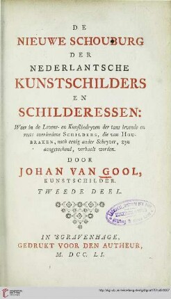 Band 2: De nieuwe Schouburg der Nederlantsche kunstschilders en schilderessen: waer in de ...