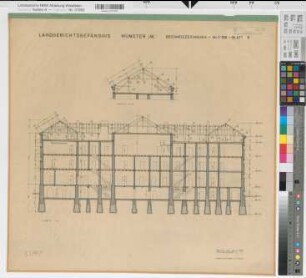 Münster (Münster) Landgerichtsgefängnis Blatt 9 Schnitt 1956 1 : 100 61 x 64 Zeichnung Staatshochbauamt Münster