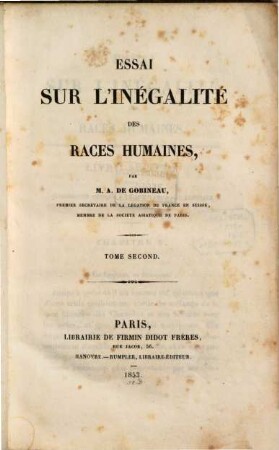 Essai sur l'inégalité des races humaines, 2