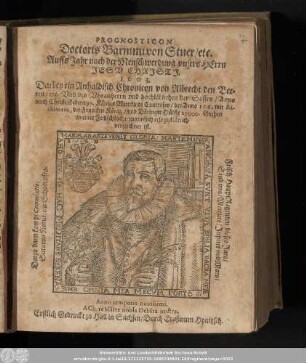 Prognosticon Doctoris Barnimi von Stuer/ etc. Auffs Jahr nach der Menschwerdung vnsers Herrn Jesv Christi. 1603. Darbey ein Anhaldisch Chronicon von Albrecht den Beeren/ etc. ...
