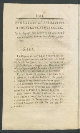 Troisiemes et Itératives Remontrances Delacour, ...