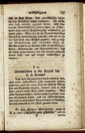 §. 4. Unwahrheiten in der Schrift des H. H. Trampel.