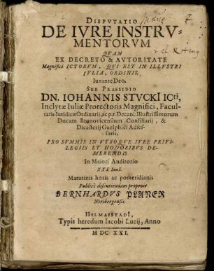 Disputatio De Iure Instrumentorum