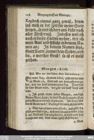 Morgen-Lied. Mel. Wer nur den lieben Gott läßt walten [et]c.