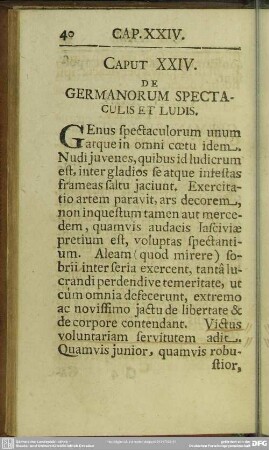 Caput XXIV. De Germanorum Spetaculis Et Ludis