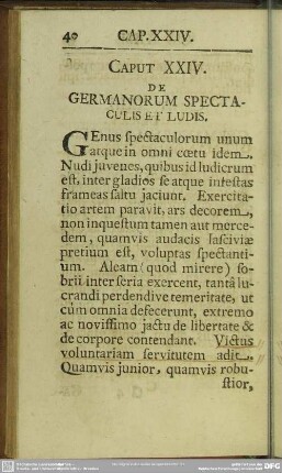 Caput XXIV. De Germanorum Spetaculis Et Ludis