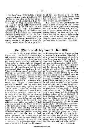Der Ministerial-Erlaß vom 1. Juli 1889
