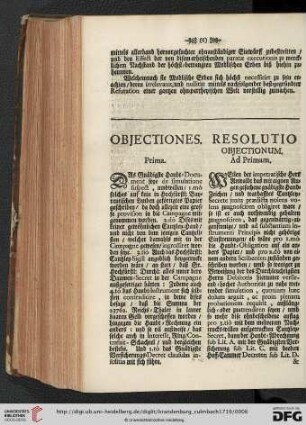 Objectiones / Resolutio