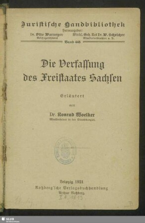 Die Verfassung des Freistaates Sachsen