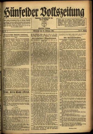 Ausgabe vom Mittwoch, den 23. Februar 1921.