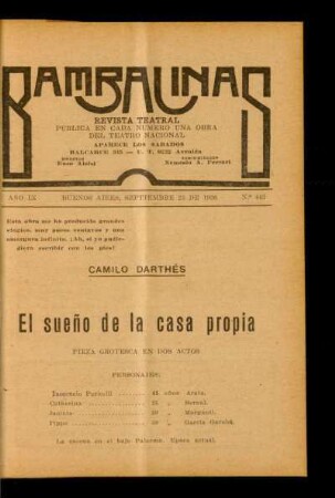 El sueño de la casa propia : pieza grotesca en dos actos