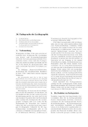 Fachsprache der Lexikographie