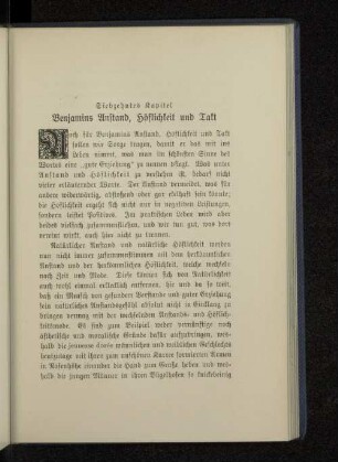 Siebzehntes Kapitel Benjamins Anstand, Höflichkeit und Takt