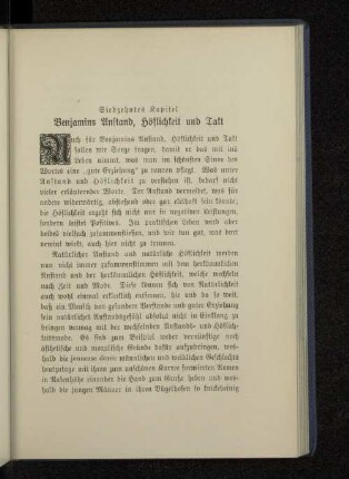 Siebzehntes Kapitel Benjamins Anstand, Höflichkeit und Takt