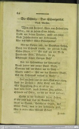 Die Schweiz. Das Schweizerblut. Nach Meister