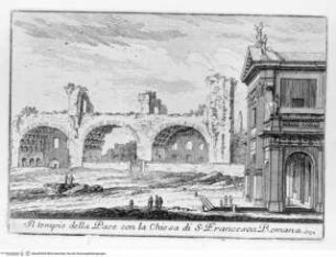Varie vedute di Roma Antica, e Moderna Disegnate e Intagliate da Celebri Autori, Tafel [77]: Il tempio della Pace con la Chiesa di San Francesca Romana