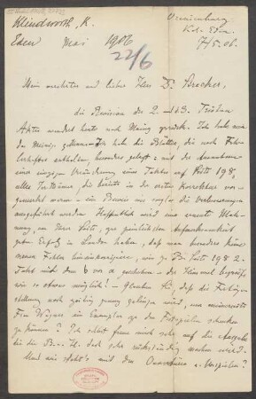 Brief an Ludwig Strecker  und B. Schott's Söhne : 07.05.1906