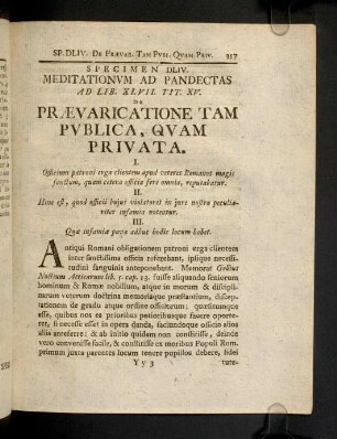 357-391, Spec. 554. De Praevaricatione tam publica, ...