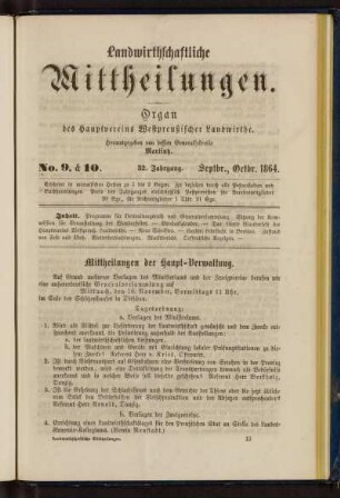 No. 9. & 10. 32. Jahrgang. Septbr. Octbr. 1864.