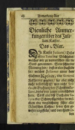 Dienliche Anmerkungen über des Juliani Kaisere.