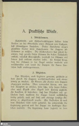 A. Praktische Winke