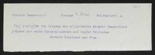 Brief von Gerhart Hauptmann an Edith Humperdinck, Irmgard Humperdinck, Senta Humperdinck und Wolfram Humperdinck