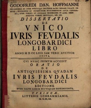 De unico iuris feudalis Longobardici libro