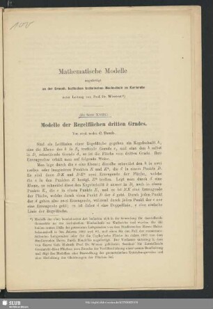 Modelle der Regelflächen dritten Grades