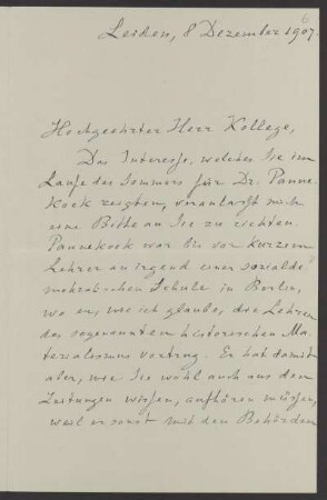 Nr. 6: Brief von Hendrik A. Lorentz an Karl Schwarzschild, Leiden, 8.12.1907