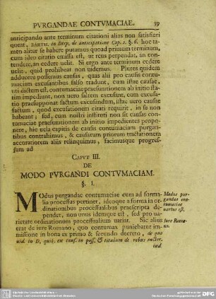 Caput III. De Modo Purgandi Contumaciam