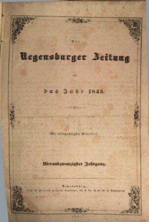 Regensburger Zeitung. 1845,1 = Jg. 24