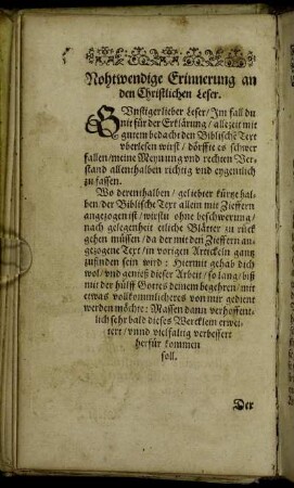 Nohtwendige Erinnerung an den Leser.