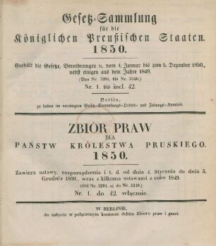 1850: Gesetzsammlung für die Königlichen Preußischen Staaten