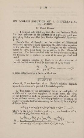 On Boole's solution of a differential equation.
