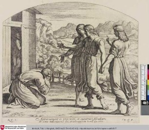 [Abraham, der die drei Engel anbetet.; Abraham adorant les trois Anges.]
