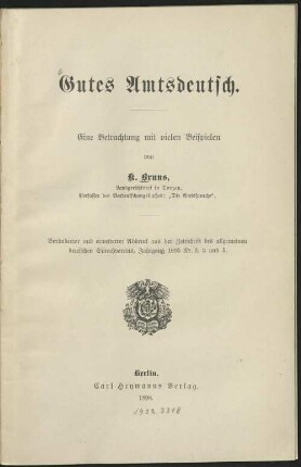 Gutes Amtsdeutsch : eine Betrachtung mit vielen Beispielen