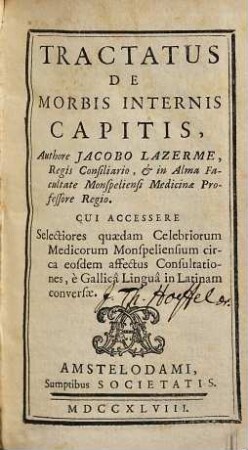 Tractatus de morbis internis capitis