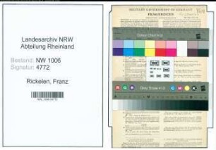 Entnazifizierung Franz Van Rickelen , geb. 09.10.1906 (Hausmeister)