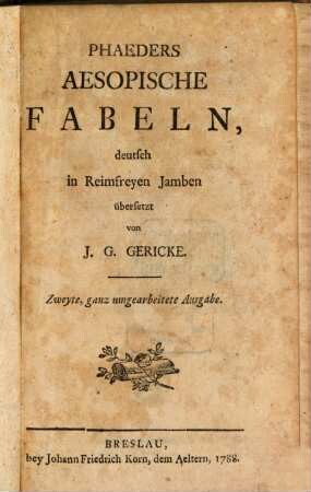 Phaeders Aesopische Fabeln : deutsch