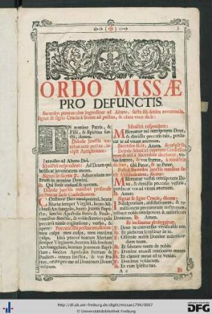Ordo Missae Pro Defunctis.