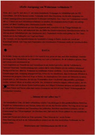 Flugschrift: Kalte Aneignung von Wohnraum verhindern!!! 1994
