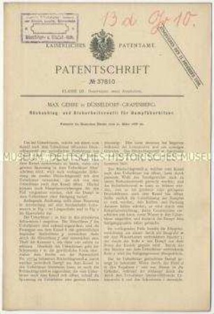 Patentschrift über Rückschlag- und Sicherheitsventile für Dampfüberhitzer, Patent-Nr. 37810