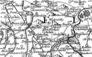 Doberschau-Gaußig-Drauschkowitz. Oberlausitzkarte, Schenk, 1759